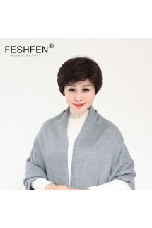 FESHFEN真人發假發中老年女士短發隱形透氣頭皮覆蓋逼真白發頭套 FESHFEN真人發假發中老年女士短發隱形透氣頭皮覆蓋逼真白發頭套